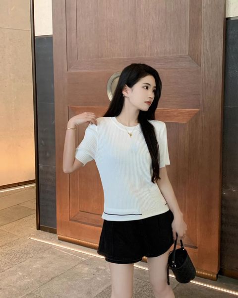 

women's t-shirt t-shirt summer fashion explosion short sleeve sweater half sleeve solid color crewneck thin sweater, White