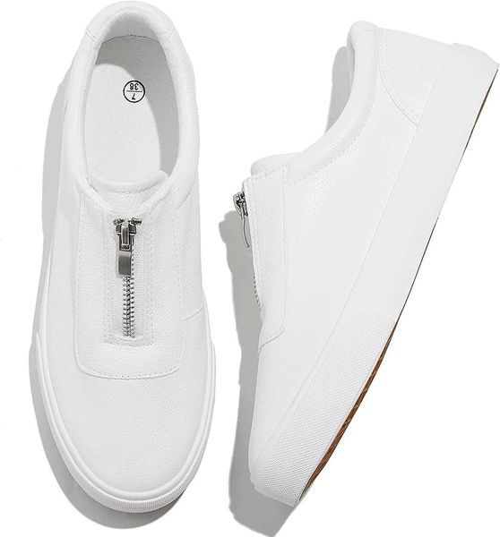 

adokoo women's fashion sneakers pu leather casual shoes white tennis, Black