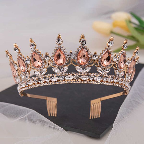 

tiaras fashion gold silver color crystal rhinestone tiaras and crown with combs queen princess half diadems wedding hair accessories z0220, White;golden