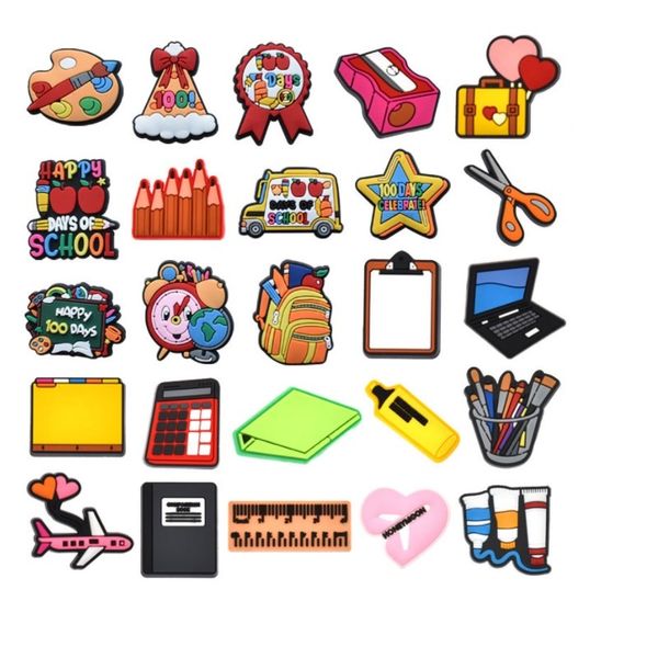 

wholesale shcool character pvc garden shoes accessories shoe decorations for croc jibz charm kids boys girls wristband button, White;pink