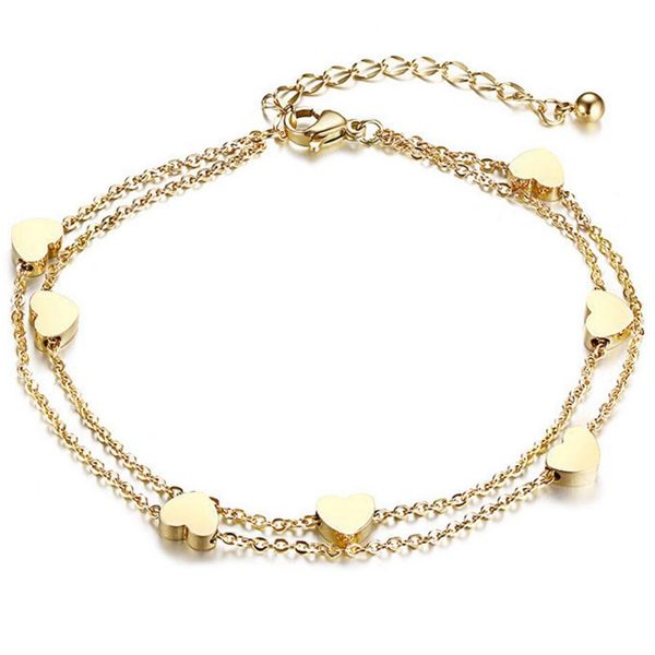

fashion heart chain link bracelet double layer bracelet for women adjustable temperament stainless steel chain bracelets pulseras jewelry wh, Black