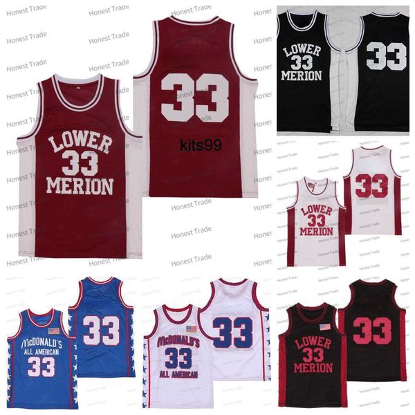 

ncaa mcdonalds all american royal 33 jerseys lower merion high school college black white blue jersey men stitched uniforms, Black;red
