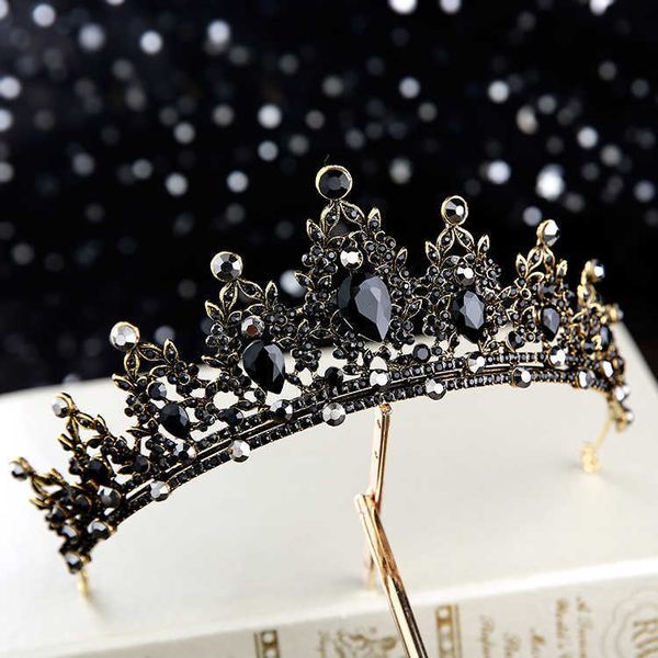 

tiaras baroque black tiara bridal hair wear birthday princess tiara style wedding hair accessories z0220, White;golden