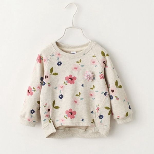 

hoodies sweatshirts baby girls autumn printed floral sweater long sleeved korean bottoming shirt flowers round neck kids 230220, Black
