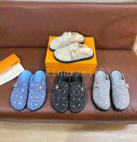 

designers slippers cosy comfort slipper men women easy sandal flat sandals genuine leather mules adjustable strap slides classsic beach flip, Black