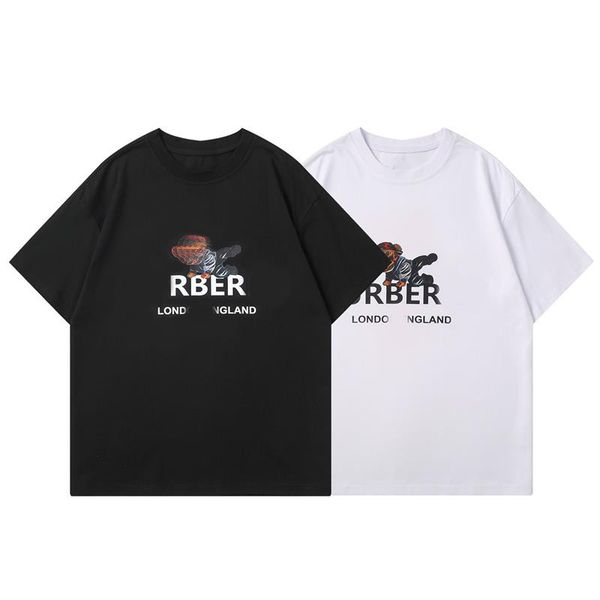 

2023 european and american tide brand summer cotton ba jia short sleeve t-shirt men's and women's same style couple print casual l, Black;brown