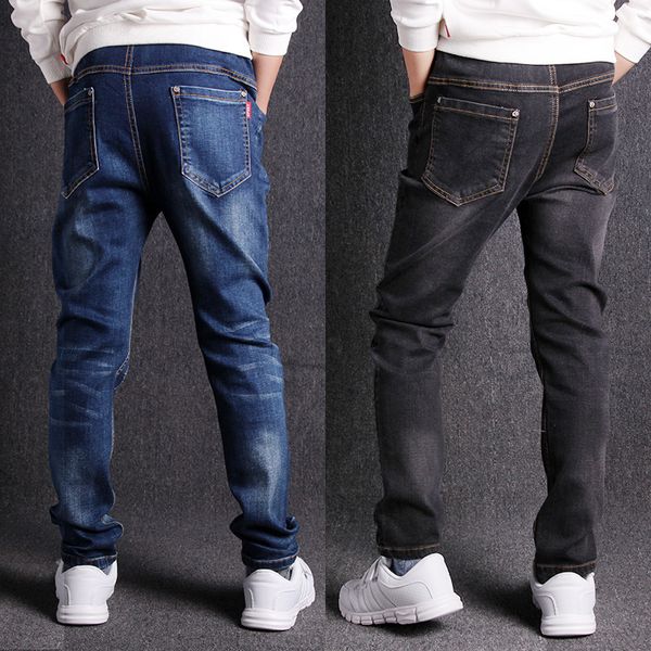 

jeans 3 18t boy fashion spring autumn teens loose elastic casual solid children clothes cowboy pants 230220, Blue