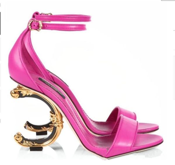 

2023 sandals high heels sandals for woman genuine leather dressing pumps with baroque sculpted heel sandals size 35-41 with box, Black