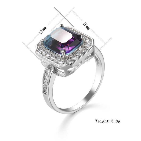 

platform color crystal zircon tourmaline ring women's hand jewelry, Silver