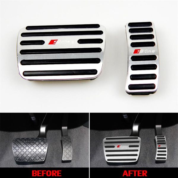 

no drill aluminum alloy audi gas break pedal pads cover for audi a4 a5 a6 q3 q5 q7 at lhd gas break pedals297s