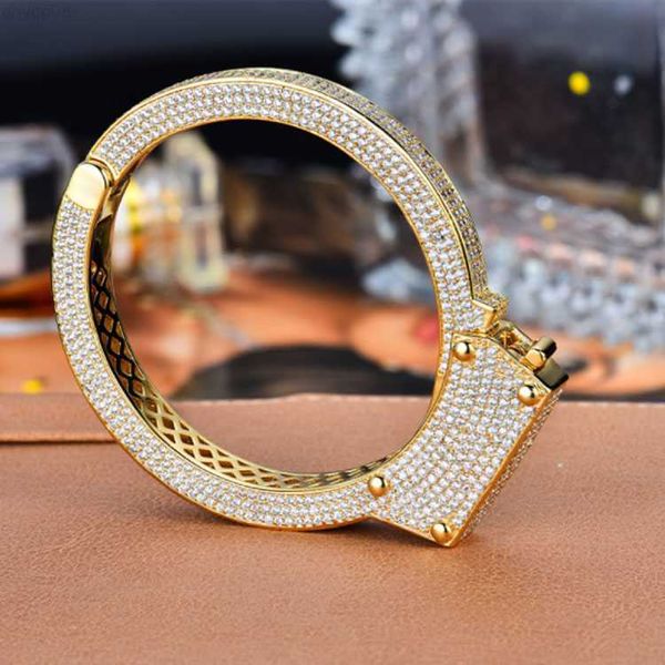 

ale custom silver k gold personality handcuff bracelet copper inlaid zircon punk style hip hop jewelry couple bracelet