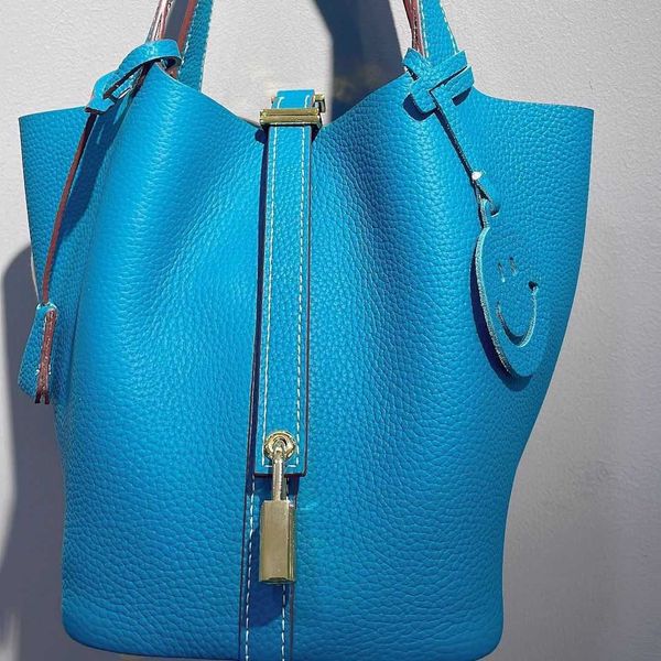 

designer herme picotin lock bags online outlet leather bag women's 2023 new trendy layer cowhide basket bucket