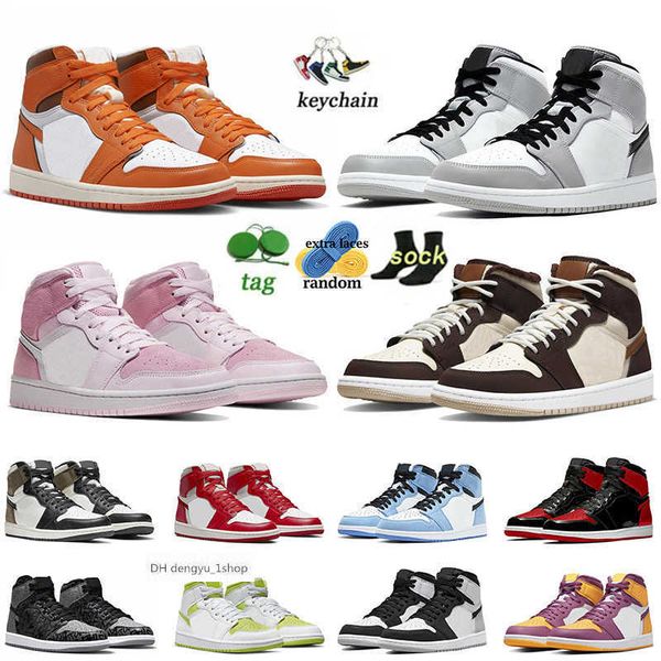 

wholesale 2023 jord1s jumpman 1 og basketball shoes starfish smoke grey mid digital pink dark mocha denim patent bred grey fog air jorde og, Black