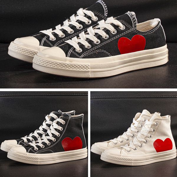 

all starsds shoe cdg canvas play love with eyes hearts 1970 1970s big eyes beige black classic casual skateboard sneakers 35-44 tk06