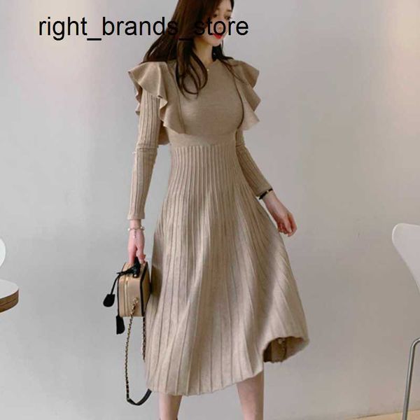

casual dresses casual dresses vintage elegant o-neck female thicken knit long dress slim full sleeve ruffles women sweater dresses vestidos, Black;gray