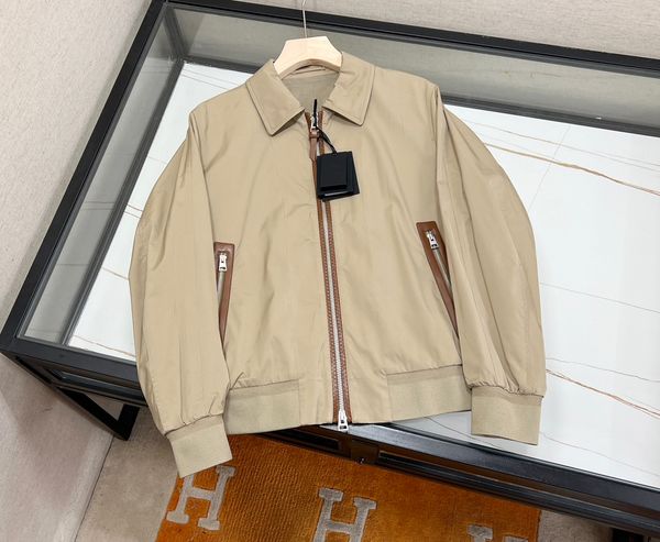 

new designer brand jacket highquality leather stitching design fashion loose lapel men's jackets, Black;brown