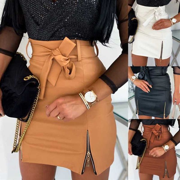 

women dresses new strap leather zipper lace up hip wrap half dress, Black