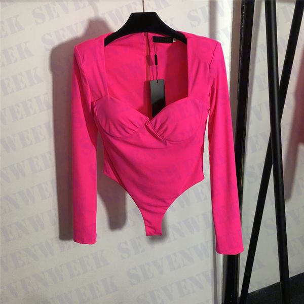

long sleeve tight bodysuits for women fashion ladies t shirts low collar corset clothes, White