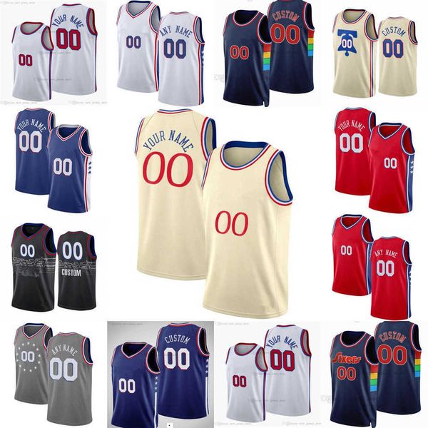 

2023 custom mens women youth philadelphia''76ers''joel 21 embiid 2 andre drummond 12 tobias harris 31 seth curry basketb, Black;red