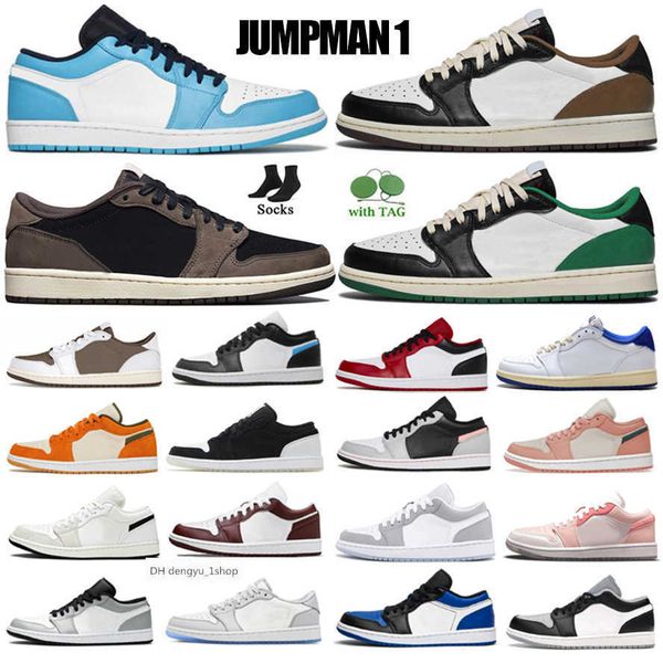 

low jumpman 1 1s basketball shoes with box for men sneakers for women with box wolf grey fragment gym red game royal bred whit air jordens j, Black