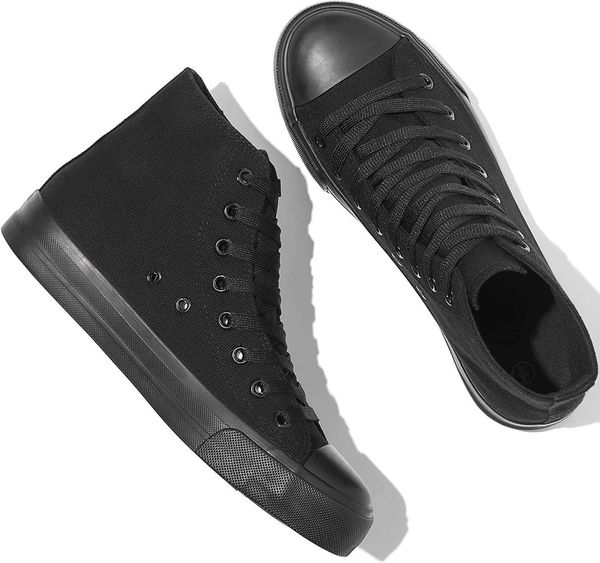 

yageyan women's high canvas sneakers lace up fashion casual classic, Black