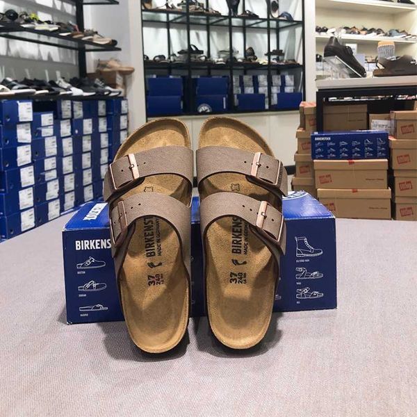 

slippers factory designer birkinstocks germany boken sandals women wear boken thick soled leather cork slippers beach sandals men fw9a, Black