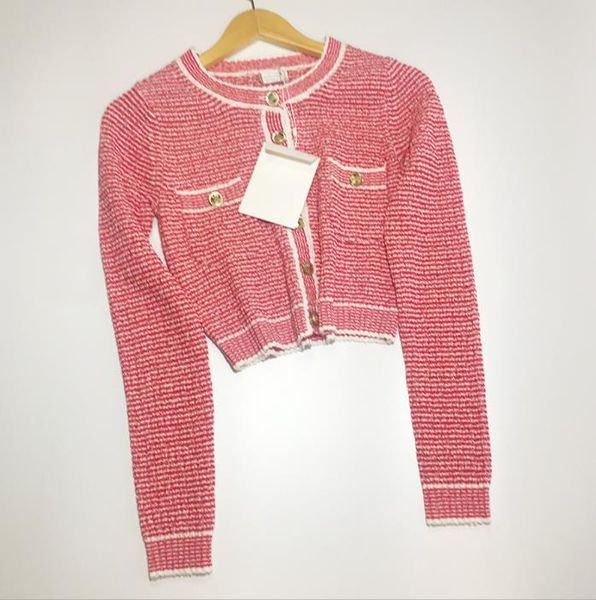 

203 l 2023 autumn sweaters women's cardigan green pink sweater crew neck long sleeve brand same style women's xue, White;black