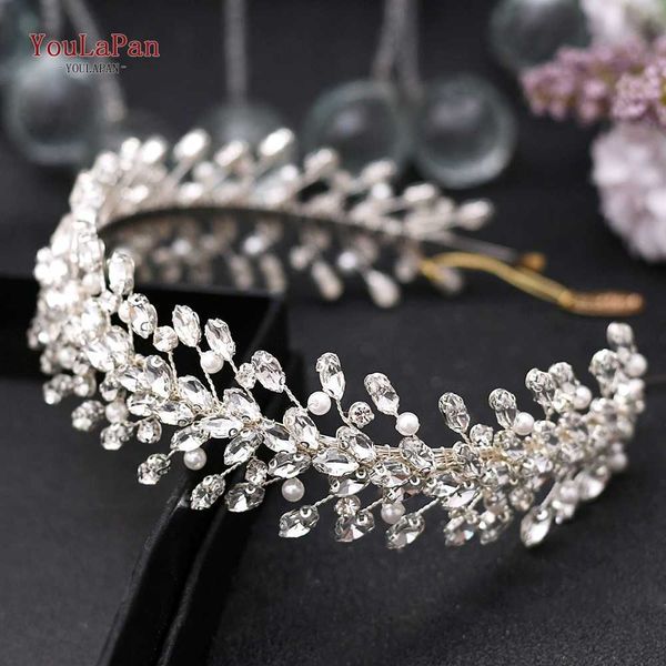 

tiaras youlapan hp351 pearl hair bands women hair jewelry rhinestone headbands women tiara wedding headpieces for bride headband z0220, White;golden