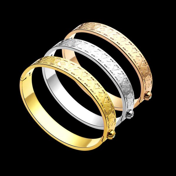 

cuff high-end quality charm titanium steel luxury bracelets designer diamond letter v four leaf flower for mens fashion womens original pack, Golden;silver