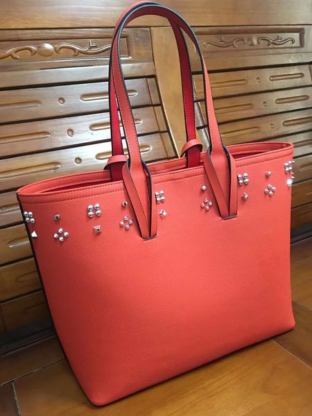 

2023 fashion bag cabata designer totes rivet genuine leather red bottom handbag composite handbags famous purse shopping bags black white