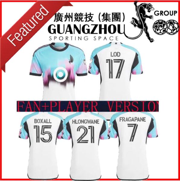 

2023 minnesota fc united soccer jerseys away lod 17 boxall 15 hlongwane 21 fragapane 7 23 24 jersey football shirts man mls, Black;yellow