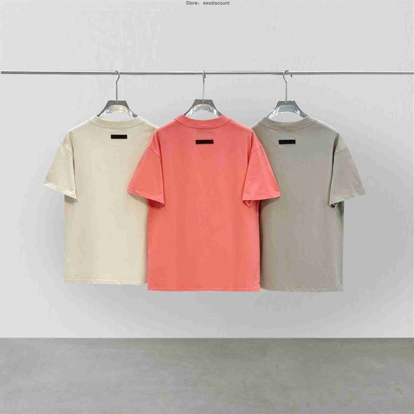 

new double line ess men's t shirts loose short sleeve high street flocking round neck t-shirt for men and women lovers, White;black
