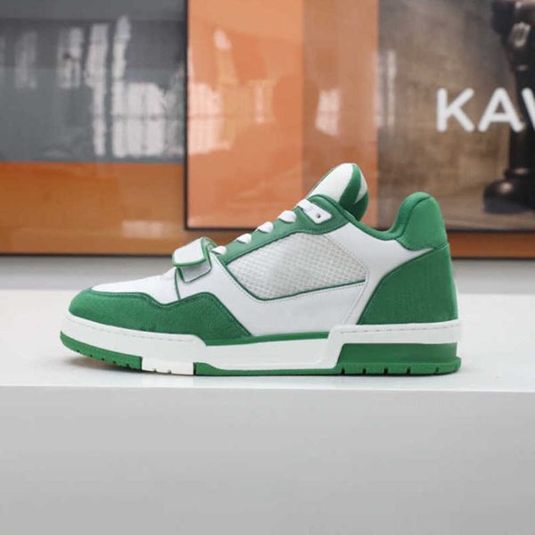 

2023 designer shoes leather luxurys casual sneakers flat platform sneaker natural green grey cream black purple mens sports trainers with bo