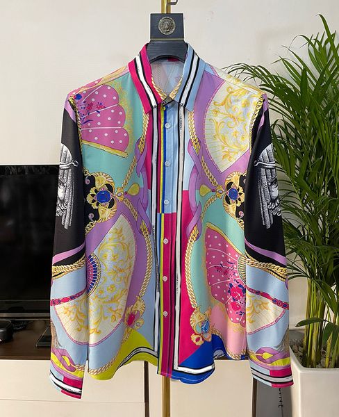 

men's casual shirts luxury royal men slim fit full mens social paisley floral print shirt manga longa prom party camisas hombre 230221, White;black