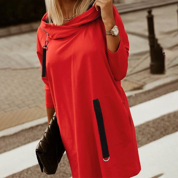 

women's hoodies sweatshirts ladies casual design zipper patchwork hoodies fashion loose women pocket pullovers fall vintage street hood, Black