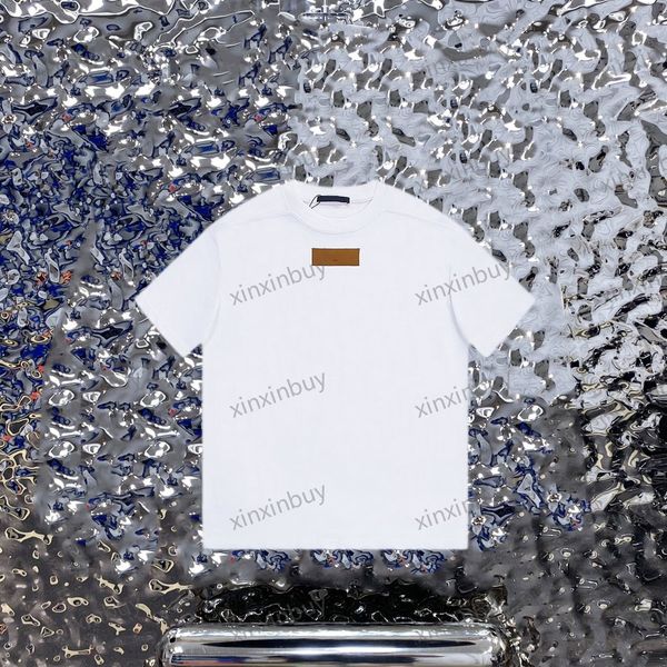 

xinxinbuy men designer tee t shirt 23ss 1854 label patch short sleeve cotton women black white khaki xs-l, Black;brown