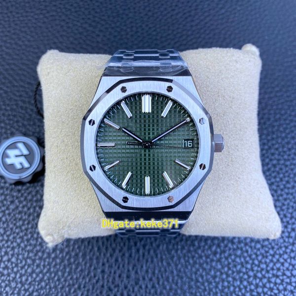

zf perfect men watch 15510 15510st 50th anniversary 41mmx10.4mm green stainless 904l 4302 movement transparent automatic mechanical mens wat, Slivery;brown