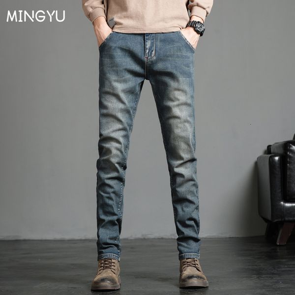 

men's jeans men's stretch skinny jeans fashion casual cotton denim slim fit pants male korean trousers streetwear brand clothing 2, Blue