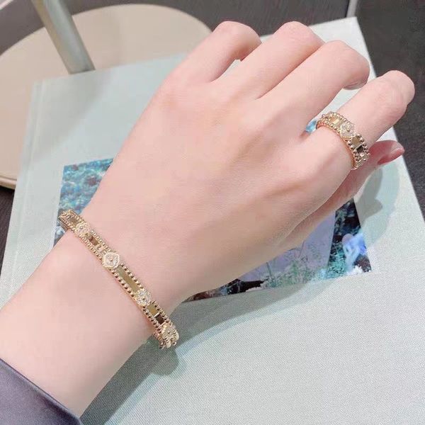 

clovers bracelet designer luxury jewelry women bangle classic 5.0 titanium steel alloy gold-plated steel gold belcher charm bracelets, Golden;silver