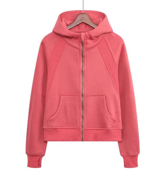 

lu01 yoga outfits sweatshirt scuba hoodies full zip ovesized coat gym clothes women sweater, White;red