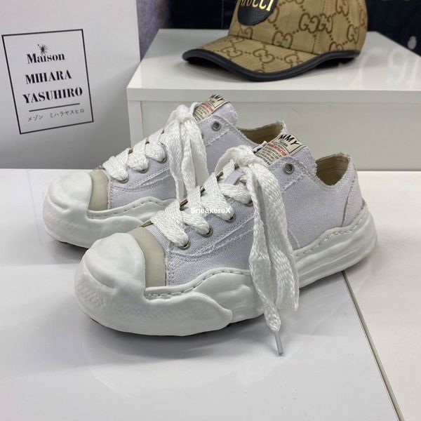 

maison mihara yasuhiro hank over dyed canvas shoes for men mmy washed sneaker mens designer vintage platform shoe womens sneakers women plat, Black