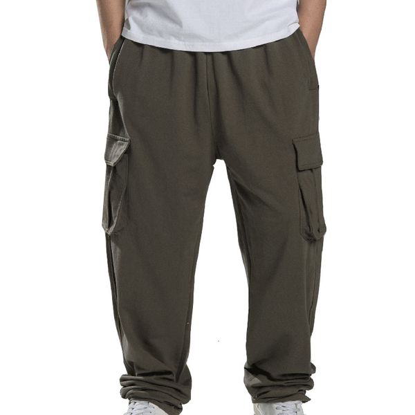 

men's pants autumn spring plus size trousers men 5xl 6xl 7xl 8xl 9xl waist 140cm cotton cargo 230221, Black