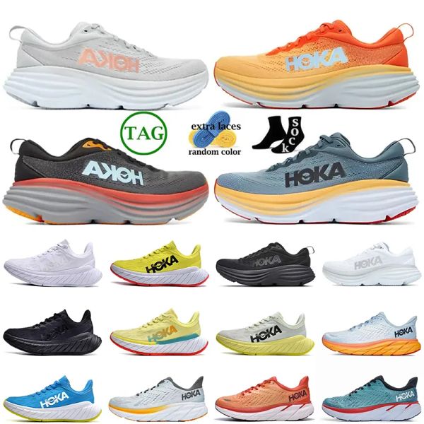 

one one hoka bondi 8 running shoes shell coral peach parfait carbon x 2 clifton marathon athletic hokas shoe kawana nimbus on cloud outd ahh, Black