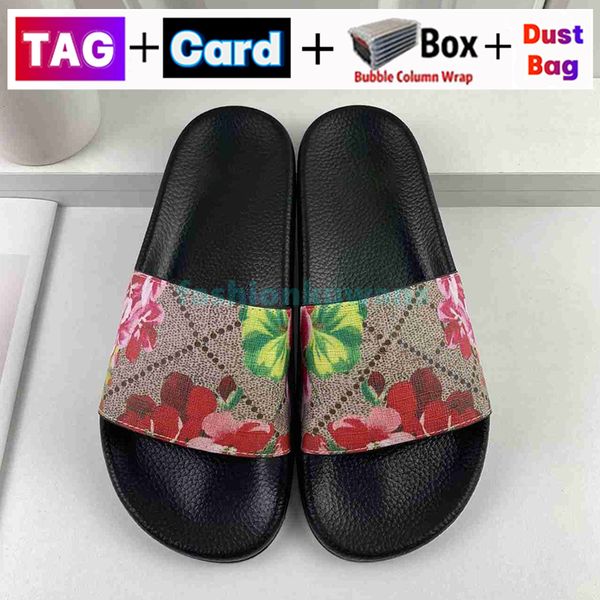 

with box lady designer slippers fashion stripe rubber slide luxury black pink brown shoes outdoor beach sandals size 35-45