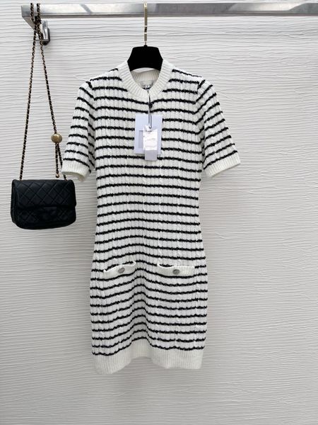 

party dresses designer 2023 spring summer for women ootd new hollow out dinner dress ladies fashion grade knitting 2185, White;black