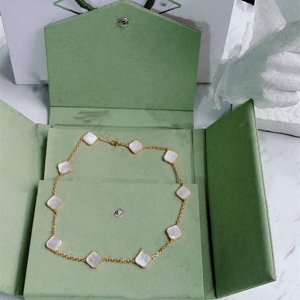 

clover long necklaced iamond lucky cleef necklaces designer jewelry for women party christmas gift brand letter-v golden rose gold mens tenn, Silver