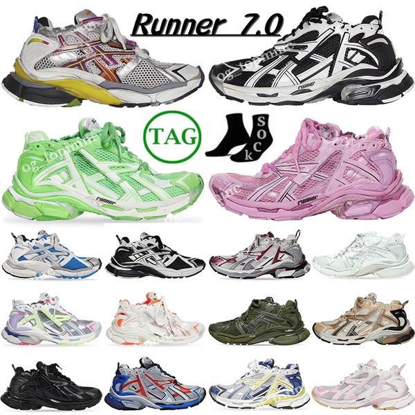 

designers runner 7 7.0 casual shoes women men paris transmit sense retro trainers black white pink blue burgundy deconstruction jogging