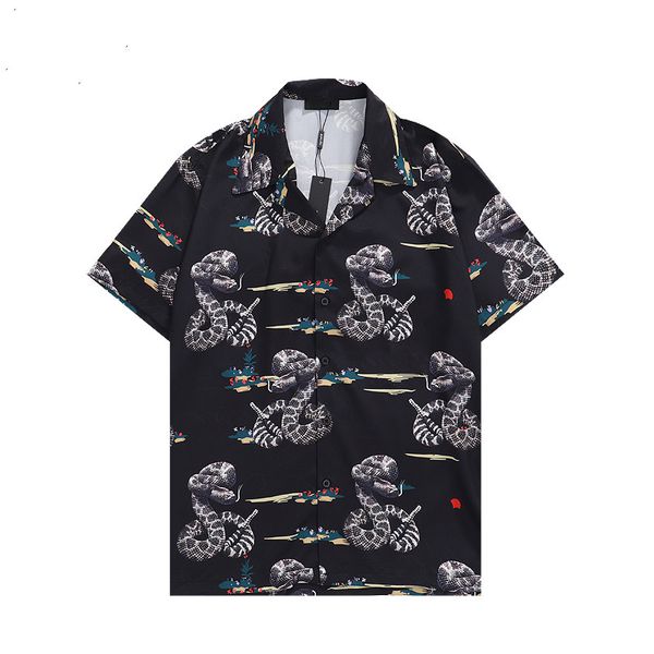 

hawaiian printed shirt designer men's short-sleeved shirt spring and summer casual shirt street hip-hop men's casual t-shirt print, White;black