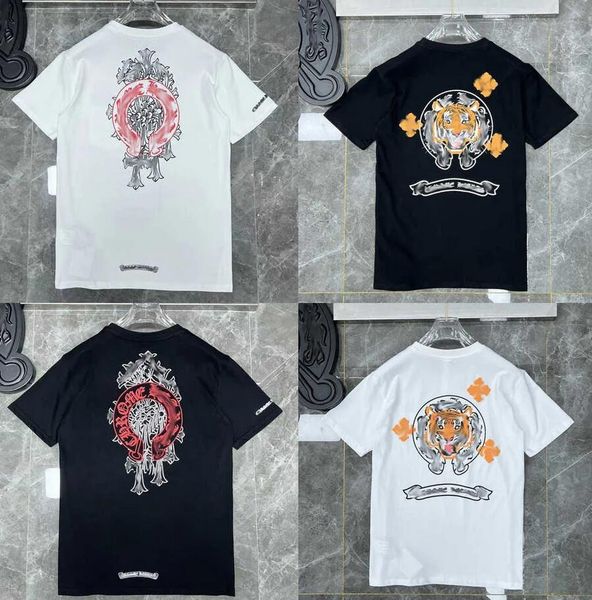 

2023mens classic t shirt heart fashion ch brand letter sanskrit cross pattern sweater t-shirts designers chromes pullover cotton tshirts 9v, White;black