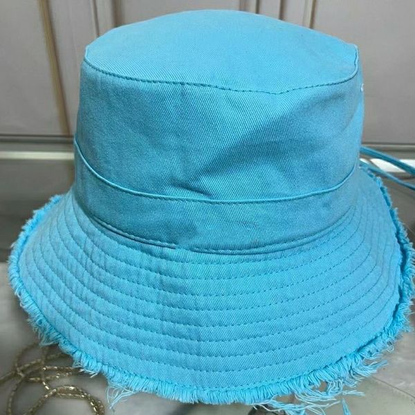 

women designer for bucket hat frayed cap casquette bob wide brim hats summer fitted fisherman beach, Blue;gray